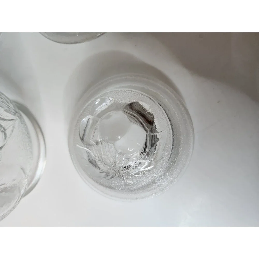 Vintage Libbey Glass Orchard Fruit Embossed Clear Glass Canisters Set of 3